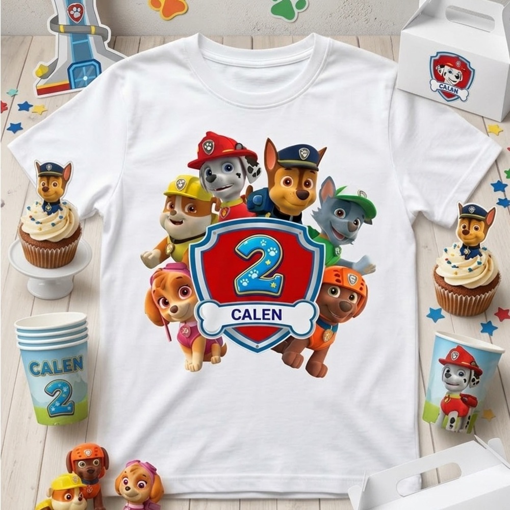 Paw Patrol Kids' White Tee with Colorful Characters
